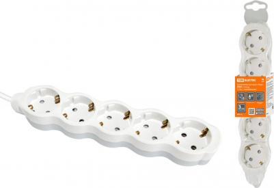 Удлинитель бытовой Люкс УЛ05 5 гнезд, 1,5м, с/з, с з/ш, ПВС 3х1мм2 16А/250В бело-серый, цена за 1 шт