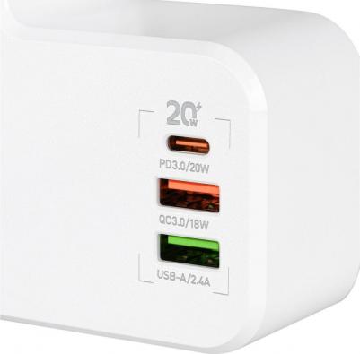 Сетевой фильтр power 5 белый 2 розетки 2xUSB A + USB-C – фото 2