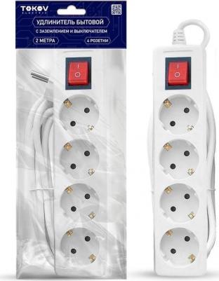 Удлинитель TKE-C01-BU4-2-1-ZV (4х2 м, с заземлением, с выключателем) – фото 1