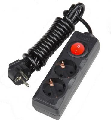 Удлинитель S-GCD2-3B, 2 розетки, 3 м, Black – фото 1
