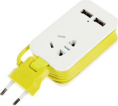 Удлинители бытовые S-CT1-1,5U WHITE/GREEN, цена за 1 шт – фото 1