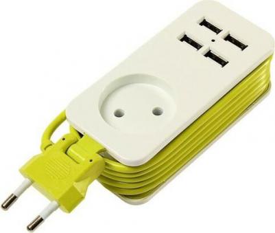 Удлинители бытовые S-CT1-1,5U WHITE/GREEN, цена за 1 шт