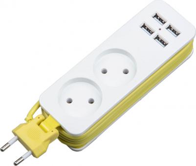 Удлинители бытовые S-CT2-1,5U WHITE/GREEN, цена за 1 шт – фото 1