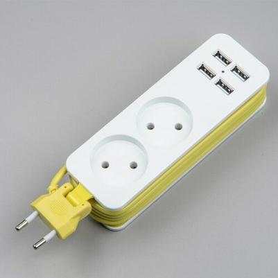 Удлинители бытовые S-CT2-1,5U WHITE/GREEN, цена за 1 шт