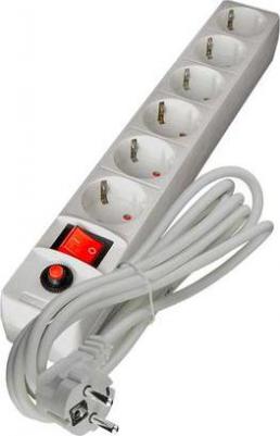 Удлинитель с сетевым фильтром 6х3м с заземл. 10А IP20 защ. шторки ПВС 3х0.75 сер. 967U-5003 – фото 1