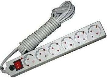 Удлинитель с сетевым фильтром 6х3м с заземл. 10А IP20 защ. шторки ПВС 3х0.75 сер. 967U-5003 – фото 3