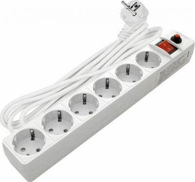 Удлинитель с сетевым фильтром 6х7м с заземл. 10А IP20 защ. шторки ПВС 3х0.75 бел. 967U-3007 – фото 1