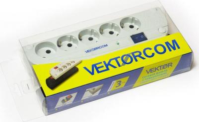 Сетевые фильтры Сетевой фильтр COM светло-серый 5м (компьютерный) – фото 1