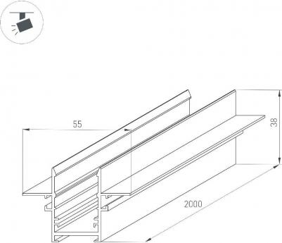 Шинопровод под гипсокартон встраиваемый магнитный MAG-TRACK-2538-FDW-2000 046285 – фото 2