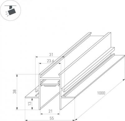 Встраиваемый трек MAG-TRACK-2538-FDW-1000 – фото 2
