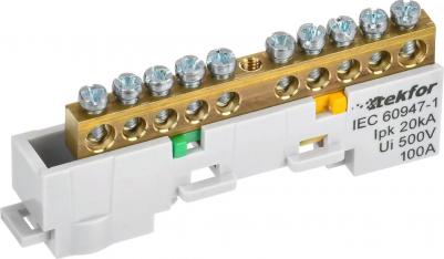 Шина TEKFOR предназначена для электрического и механического соединения нулевых, защитных и фазных проводников. Применяется в щитовых сборках, либо 4610084718287