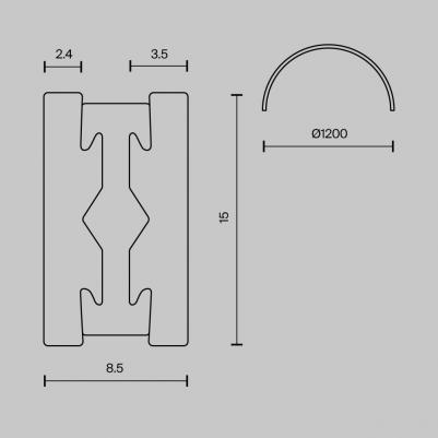 Шинопровод круглый из полукругов 1200мм Flarity черный Busbar trunkings Flarity TRX154-2SR-D1200-B – фото 2