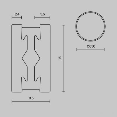 Шинопровод модульный подвесной/накладной магнитный 24V круглый 500мм Busbar trunkings Flarity TRX154-R-D650-PT – фото 3