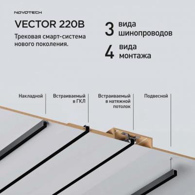Шинопровод трехфазный для ГКЛ Vector 135303 черный 3м IP20 90-240V – фото 2