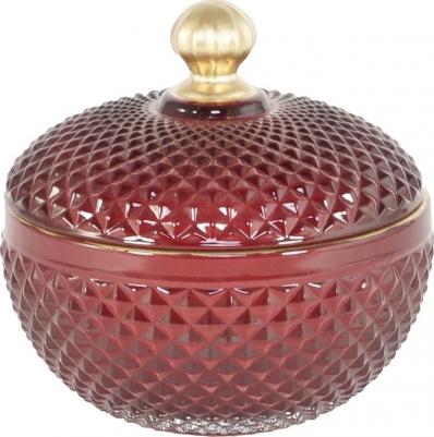 Шкатулка стекло 12х12х12см красная