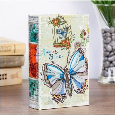 Сейф-книга дерево "Голубая бабочка" шёлк 17х11х5 см 1054687