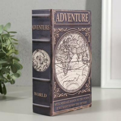 Сейф-книга дерево кожзам "Приключения. Карта" 17х11х5 см 4822212 – фото 1