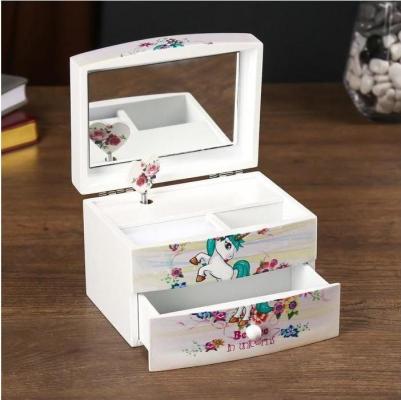 Шкатулка дерево комод 1 ящик музыкальная "Единорог с подсолнухами" 9х10х13 см 4768138 – фото 3