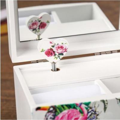 Шкатулка дерево комод 1 ящик музыкальная "Фламинго в трропиках" 9х10х13 см 4768137 – фото 4