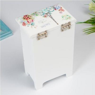 Шкатулка дерево комод 2 ящика "Эйфелева башня и суккуленты" 18,5х7,5х11,8 см 4768136 – фото 1