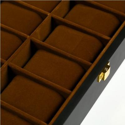 Шкатулка дерево под часы 12 отделений "Чёрная матовая" 8,3х31х20 см – фото 1