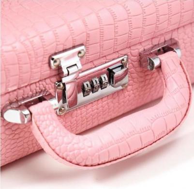 Шкатулка кожзам для украшений"Кожа крокодила" розовый матовый чемодан 10х18х24 см 5084542 – фото 3