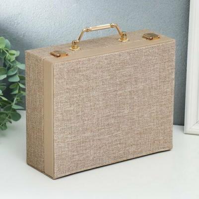 Шкатулка кожзам для украшений "Мокко" комбинированная чемодан 8х18х23 см – фото 2