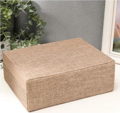 Шкатулка кожзам для украшений "Мокко" комбинированная чемодан 8х18х23 см – фото 3