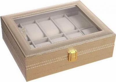 Шкатулка кожзам под часы 10 отделений "Космос. Золото" 8х25,5х20 см