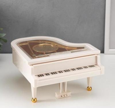 Шкатулка музыкальная механическая "Белый рояль с балериной" 10,5х17,5х18,5 см 3654663