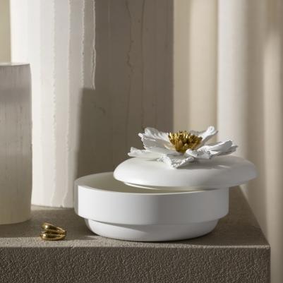 Шкатулка для украшений Гибискус белый D-15 см, 1 пр