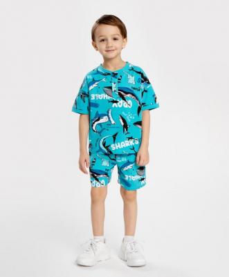 Шорты с принтом голубые для мальчика (122) – фото 1