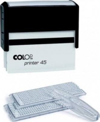 Штамп самонаборный "Printer 45 Set-F", 82x25 мм, синий, черный корпус – фото 6