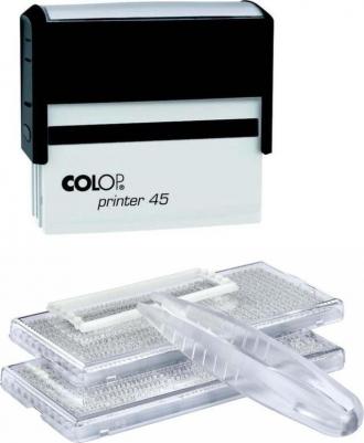 Штамп самонаборный "Printer 45 Set-F", 82x25 мм, синий, черный корпус – фото 11