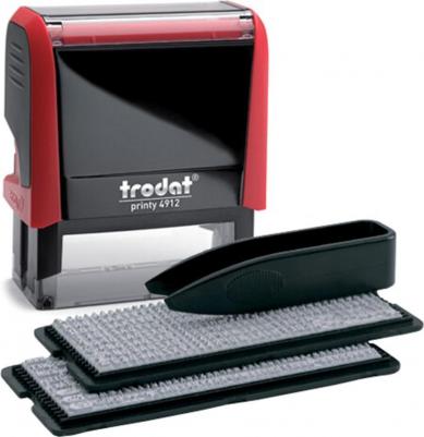 Штамп самонаборный 4-строчный 47*18мм красный/черный корпус, 2 кассы – фото 1