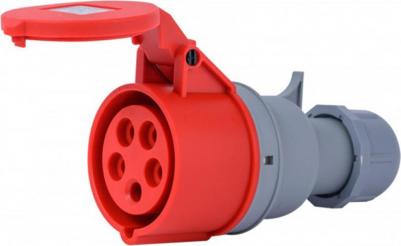 Розетка силовая переносная РП-103 с заземлением 3P+N+PE 3 фазы 32 А 380 В IP44 красная – фото 1