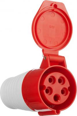 Розетка силовая переносная с заземлением 3Р+РЕ+N 16 А 380 В IP44 красная