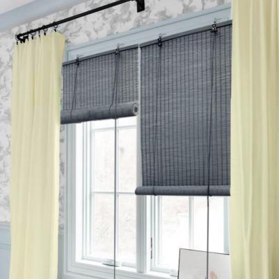 Бамбуковые рулонные шторы, серый, 80х160 см – фото 2