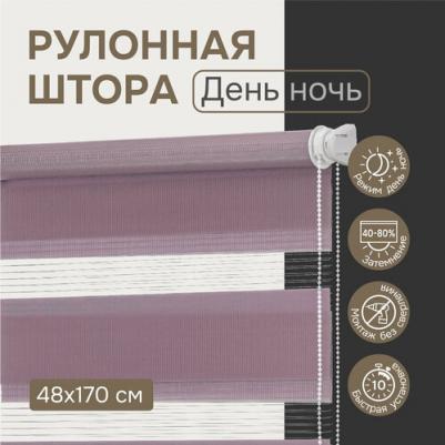 Рулонная штора Миниролло День-Ночь, фиолетовый 48х170см – фото 3