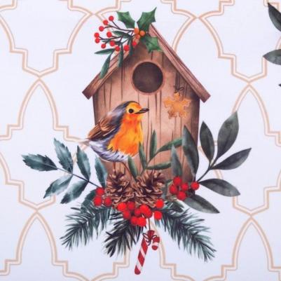 Новогодний комплект штор для кухни с подхватами "Beautiful birds" 145х180см-2 шт., габардин – фото 5