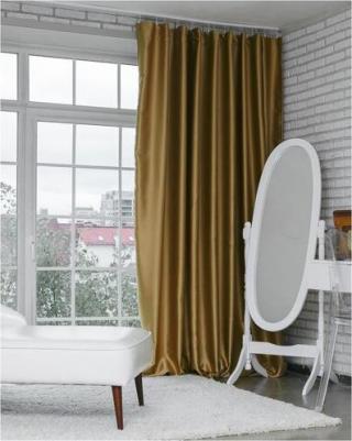 Штора портьерная 145x265 см, двусторонний блэкаут, цвет золотой, пл. 240 г/м?, 100% п/э – фото 5