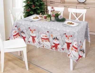 Скатерть из рогожки "Арт Дизайн" "Снеговики"; 150 х 180 – фото 1