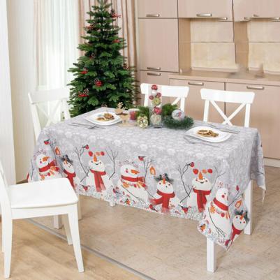 Скатерть из рогожки "Арт Дизайн" "Снеговики"; 150 х 180