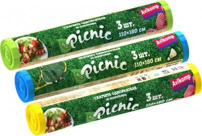 Скатерть одноразовая Picnic, полиэтилен, 25 мкм, 110 x 180 см, рулон 3 шт – фото 1