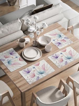 Комплект из 4-х тканевых плейсматов для сервировки обеденного пространства и декора кухни. декоративные салфетки с круглым краем изготовлены 4610230938415