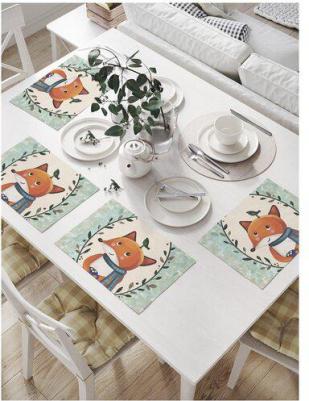 Комплект салфеток "Лис и птичка" для сервировки стола