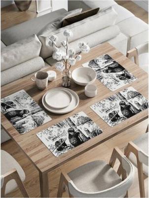 Комплект тканевых салфеток Бобры в работе для сервировки стола 46x30 см, 4шт – фото 2