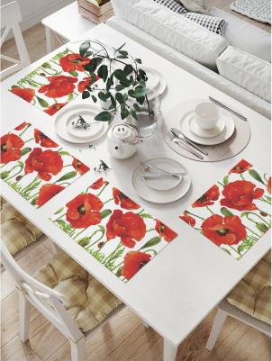 Комплект тканевых салфеток для сервировки стола "ароматные маки", 32x46 см, 4 шт. np_11353 – отличный подарок, который точно понравится вашим родным