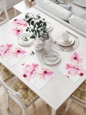 Комплект тканевых салфеток для сервировки стола "цветы скромности", 32x46 см, 4 шт. np_9140