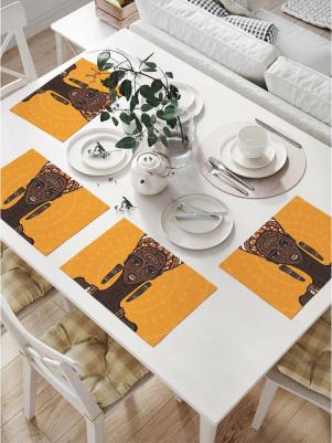 Комплект тканевых салфеток для сервировки стола "украшения африканки", 32x46 см, 4 шт. np_36757